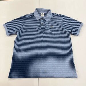 Lacoste Polo Shirt Devanlay Blue Striped Classic Crocodile Logo Men’s 6 Large